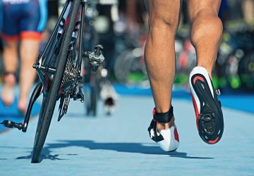 a triathlete getting ready for a race