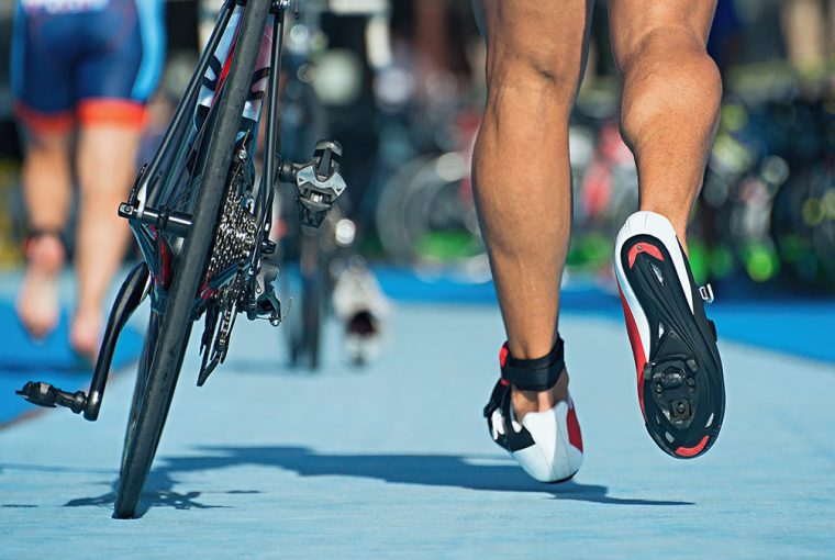 a triathlete getting ready for a race