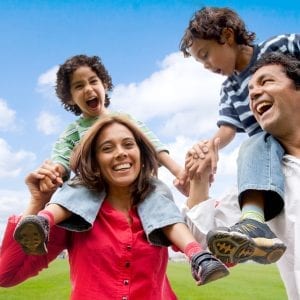 an active family walking outdoors