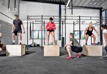 a group of people in the gym doing a bootcamp workout