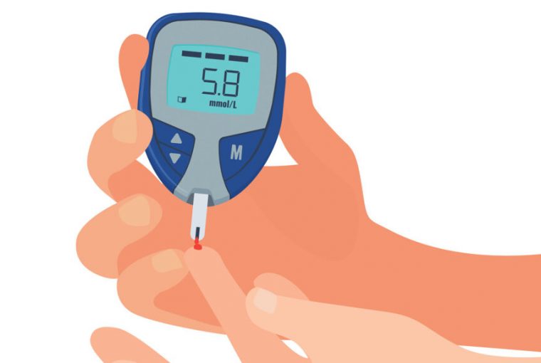 an illustration of someone measuring their blood sugar