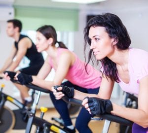 a group in a spin class