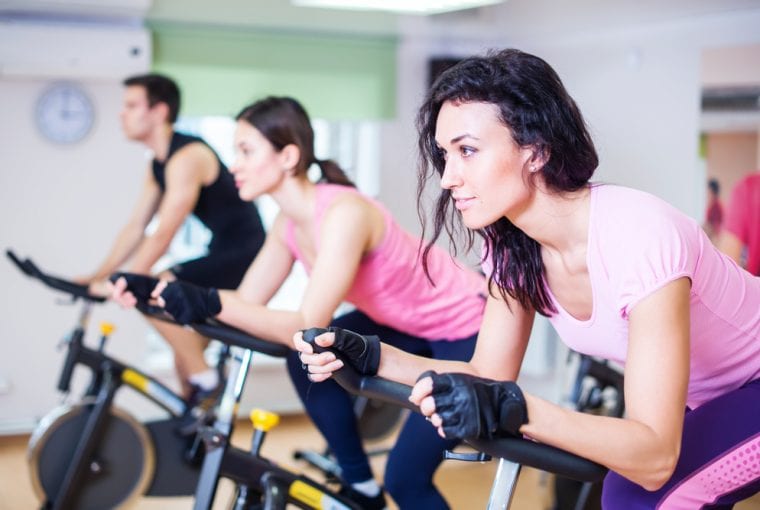 a group in a spin class
