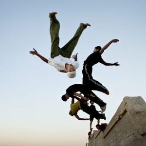 a few youth doing parkout