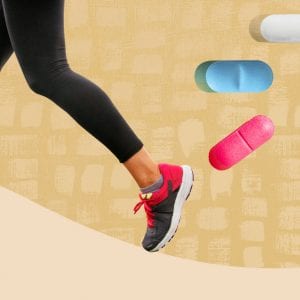 a runner next to some medication