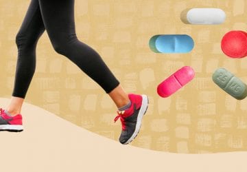 a runner next to some medication