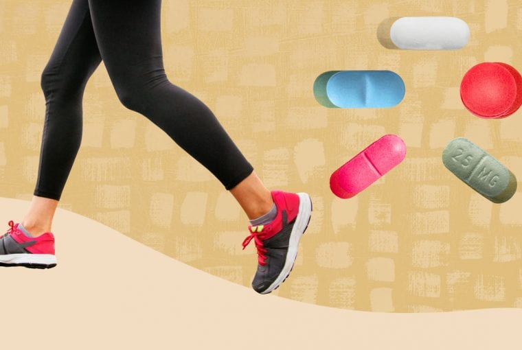 a runner next to some medication