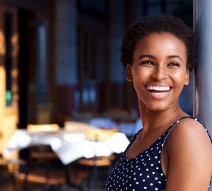 close up of a healthy woman smiling