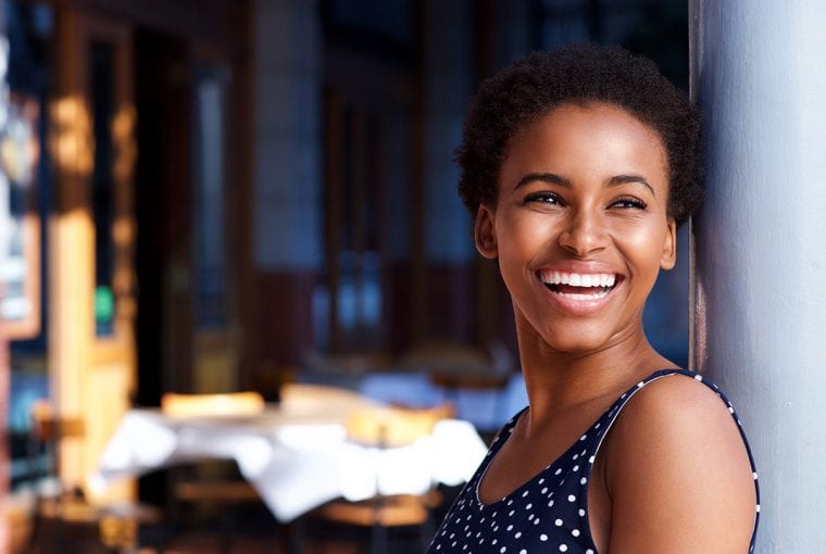 close up of a healthy woman smiling