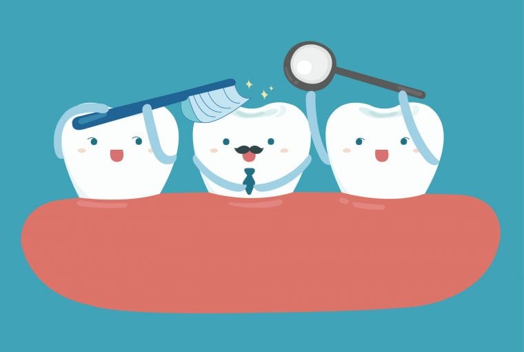 cartoon teeth cleaning themselves
