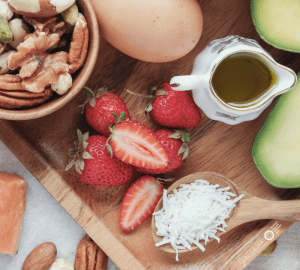healthy food presented on a tray