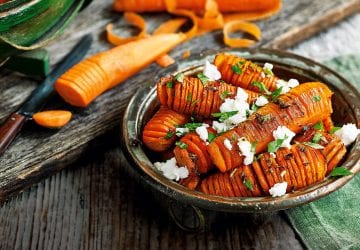 a healthy carrot recipe with herbs and feta cheese