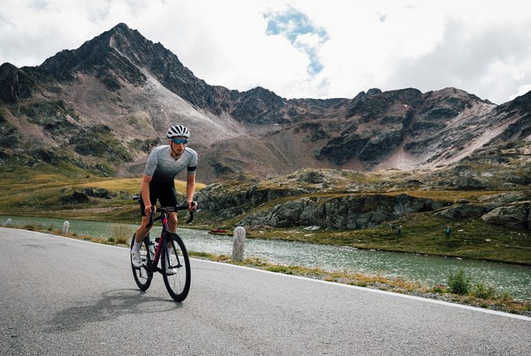 Man biking in the mountains