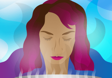 illustration of a woman giving herself a steam facial