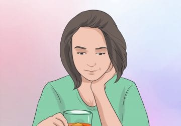 cartoon of a woman having a drink