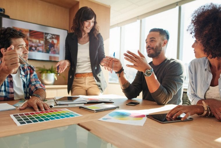 a group of people collaborating on a project