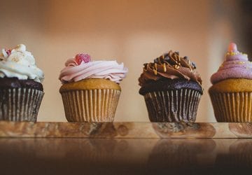a row of vegan cupcakes