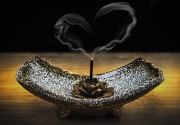 incense burning in a bowl