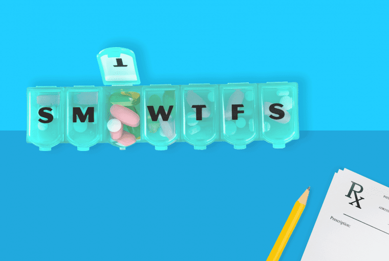 a box filled with pills