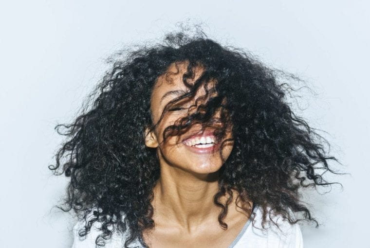 a woman smiling