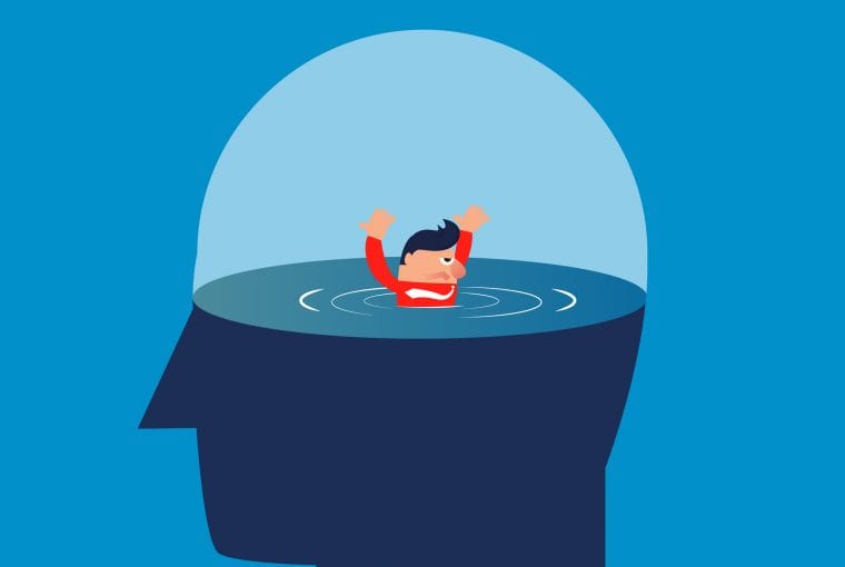 Businessman is drowned in the brain
