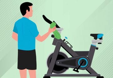illustration os a man cleaning gym equipment