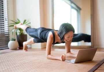 a woman planking