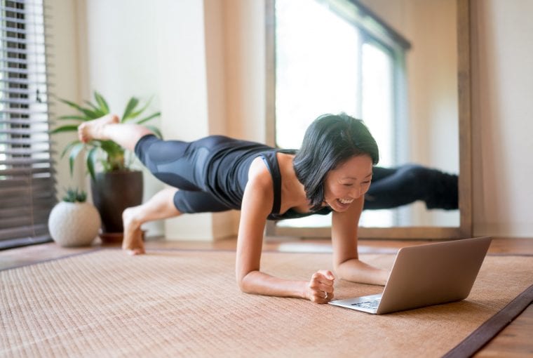 a woman planking