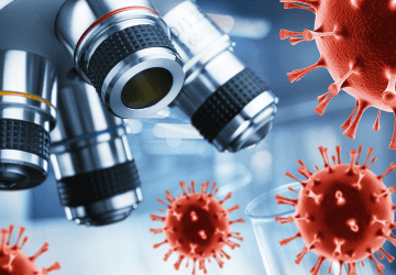 a microscope and the covid virus