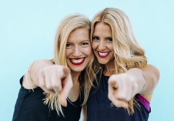 a couple healthy women pointing at the camera