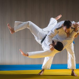 Judo training in the sports hall