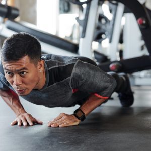 Man doing diamond push-ups