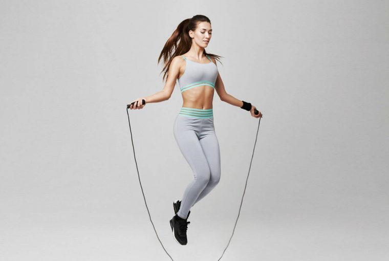 a woman jumping rope