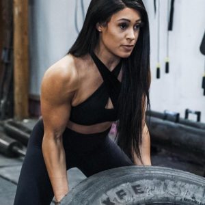 a woman lifting weights