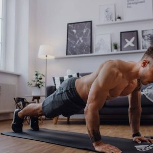 a man doing pushups at home