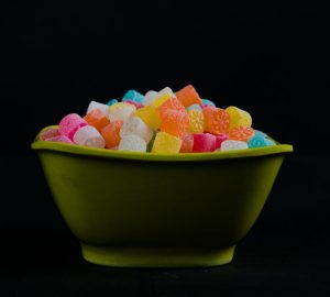 a bowl of CBD gummies