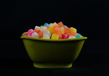 a bowl of CBD gummies