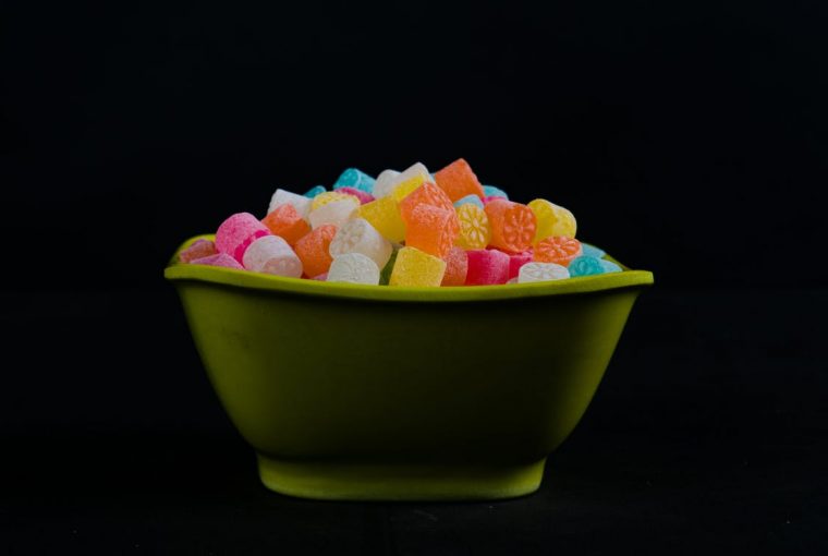 a bowl of CBD gummies