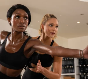 a woman working out with her trainer