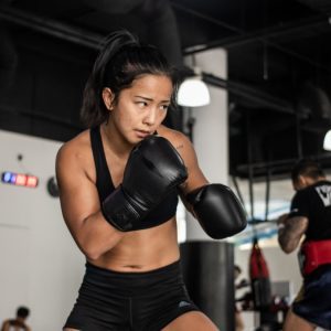a woman boxing in the gym