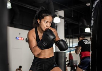 a woman boxing in the gym