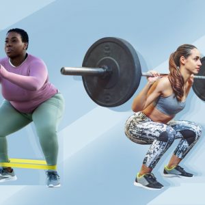 a couple women exercising