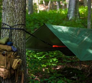 a tarp over a camping area