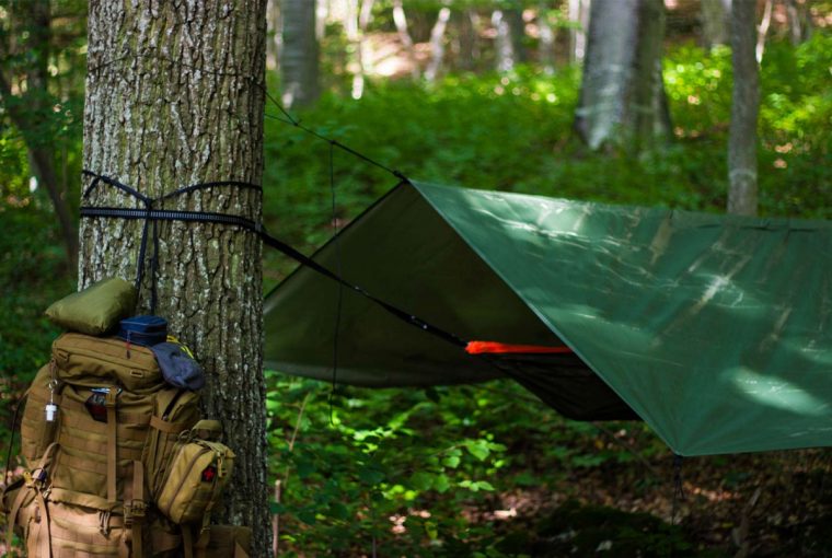 a tarp over a camping area