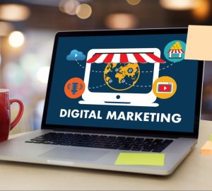 a laptop with a graphic on it