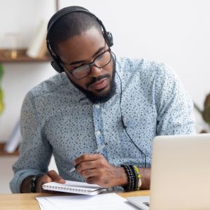 a man doing an online course