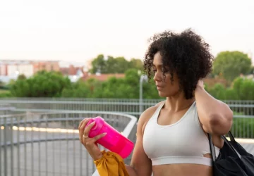 a woman getting ready for a workout
