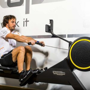 Sergio Alonso working out on a rowing machine