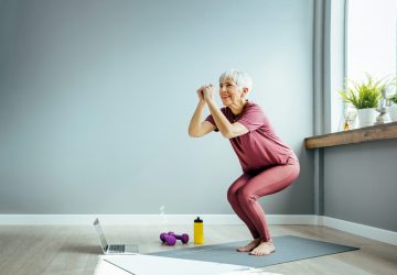 a senior woman doing yoga
