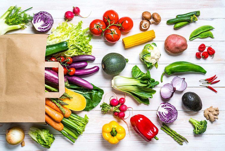 an assortment of healthy fruits and vegetables